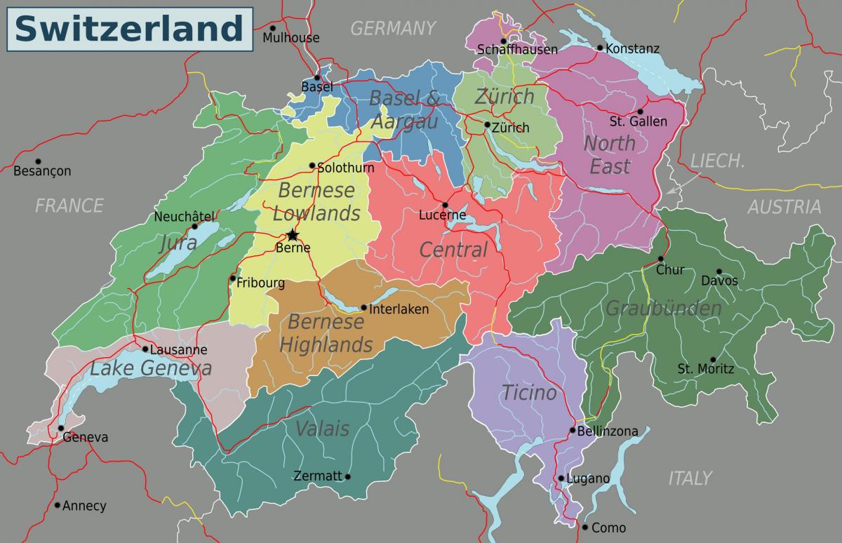Mappa delle aree della Svizzera