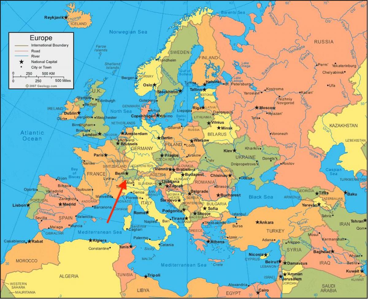 Posizione della Svizzera sulla mappa dell'Europa occidentale